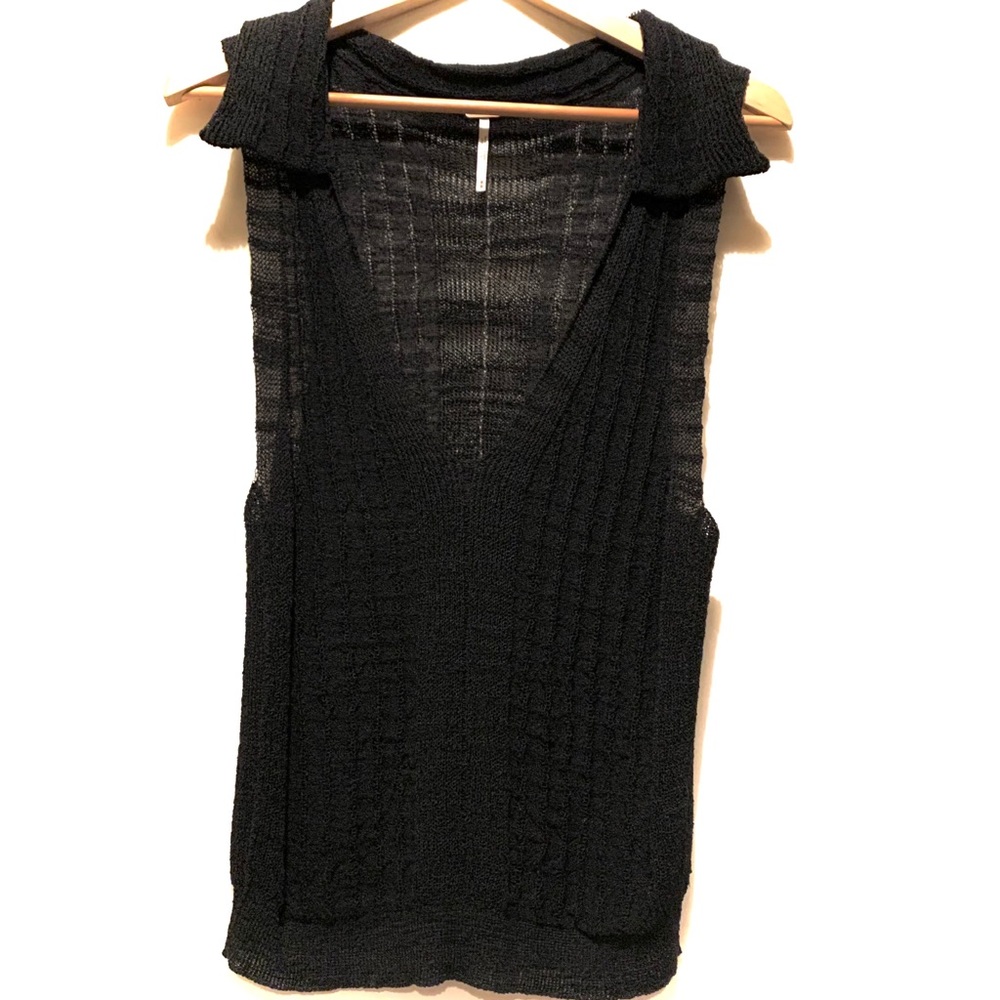 Free People Knit Sleeveless Collar Top
